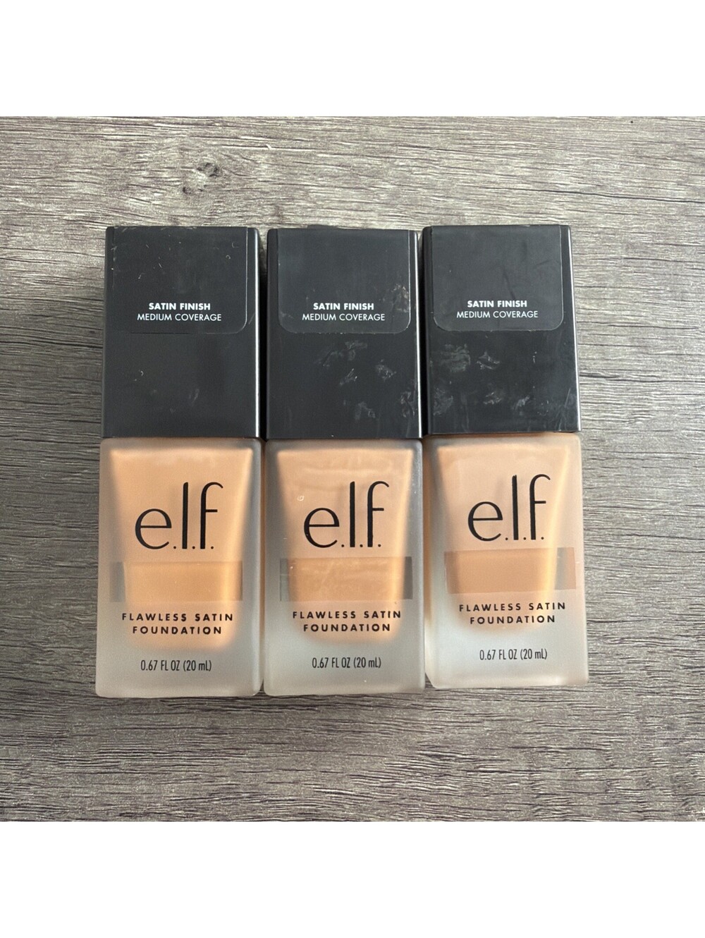 3 x ELF Flawless Satin Foundation (450) Caramel #83115 NEW Lot of 3